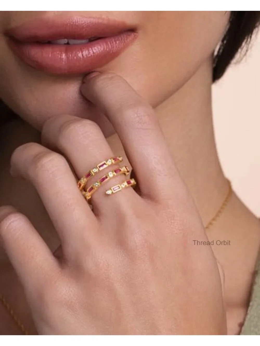 18K Gold Plated Adjustable Open Ring - Hammered Shell Design